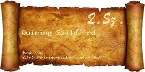 Quiring Szilárd névjegykártya